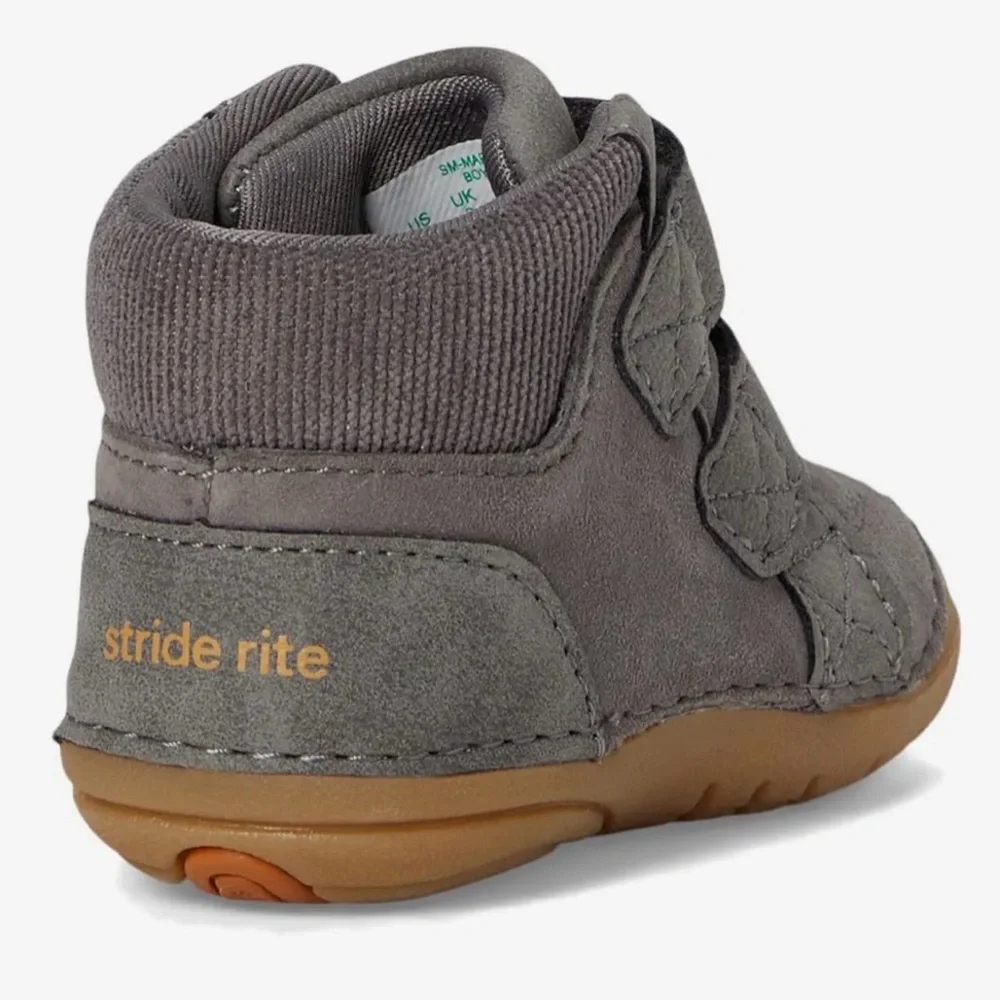 Stride Rite SM Martin Toddlers US 4 Gray Leather Casual Shoes Slip‎ Resistant